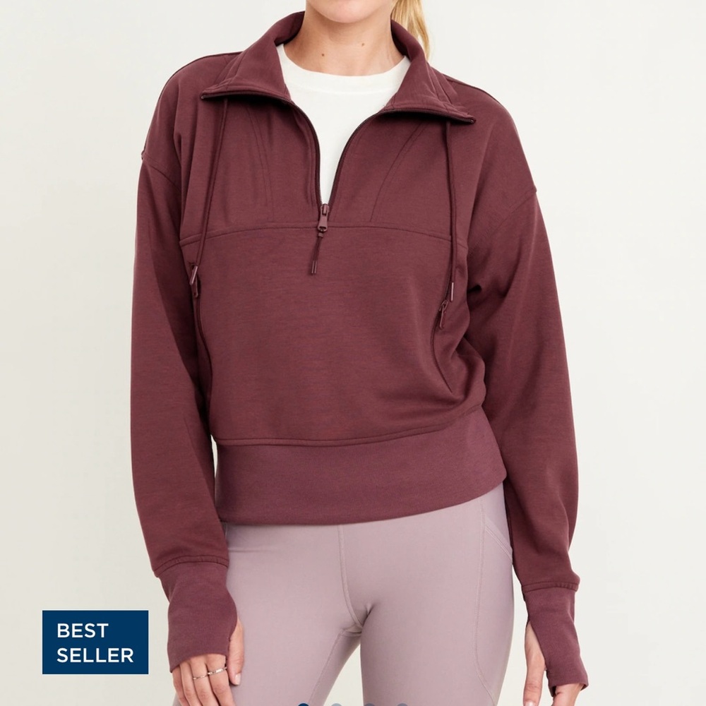 Old Navy Women’s Burgundy Dynamic Fleece Half-Zip Sweatshirt - New with tags!